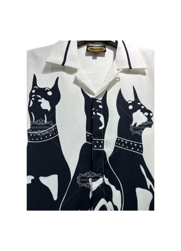 Premium Resort-Fit Doberman Print | กางเกงขายาวผู้ชาย Silky Blend