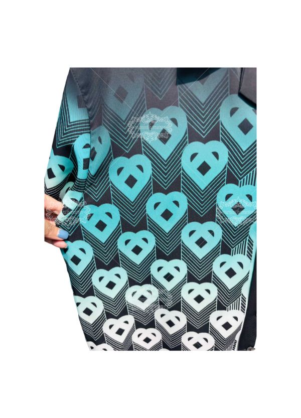 พิมพ์ลายเรขาคณิตไล่ระดับสีหัวใจ | กางเกงขาสั้น Aqua Luxe Streetwear