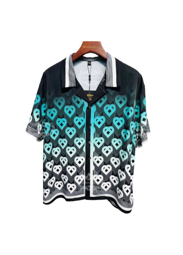 พิมพ์ลายเรขาคณิตไล่ระดับสีหัวใจ | กางเกงขาสั้น Aqua Luxe Streetwear