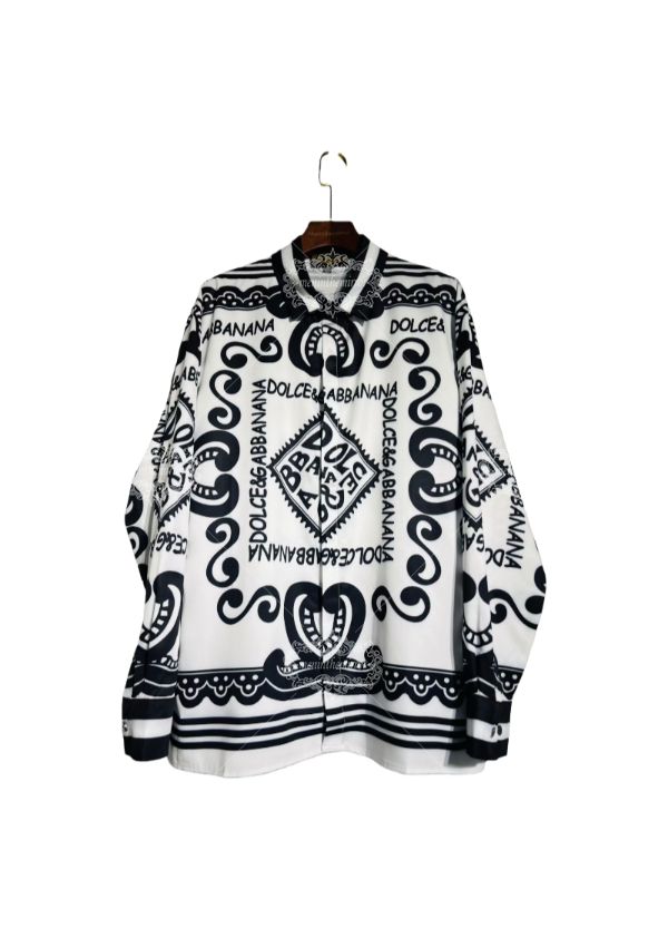 เสื้อเชิ้ตผ้าพันคอโลโก้ซิซิลีขาวดำ | ปลอกคอเพื่อการพักผ่อน