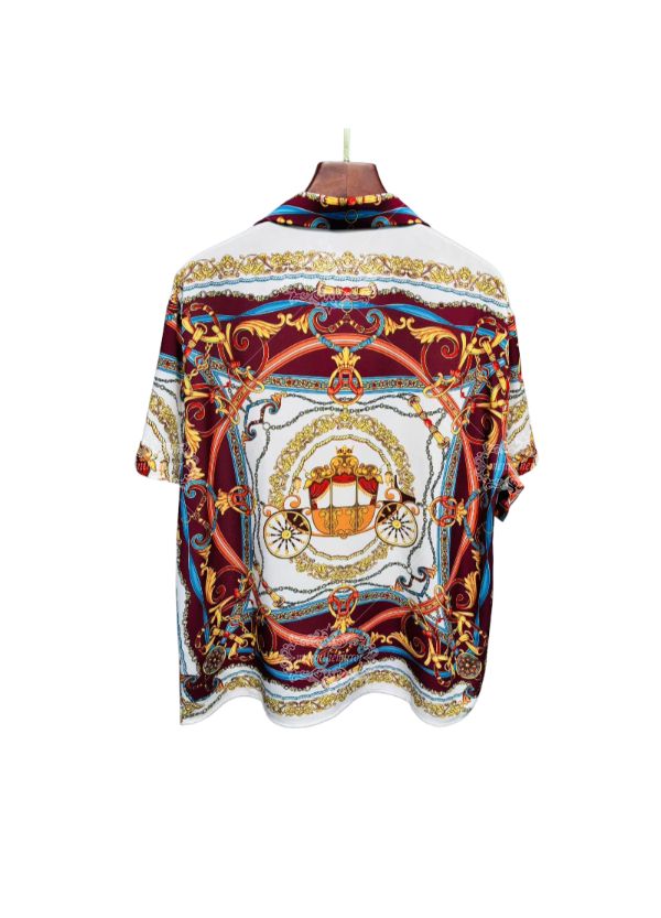 เสื้อเชิ้ตแขนสั้นพิมพ์ลายผ้าพันคอ Regal Carriage | Silky Heritage หรูหรา
