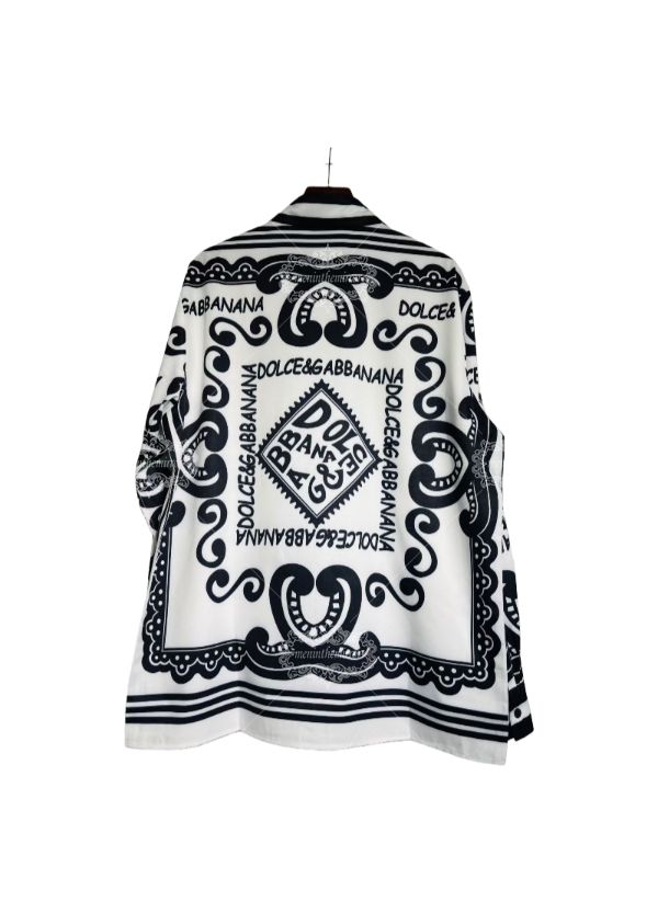 เสื้อเชิ้ตผ้าพันคอโลโก้ซิซิลีขาวดำ | ปลอกคอเพื่อการพักผ่อน