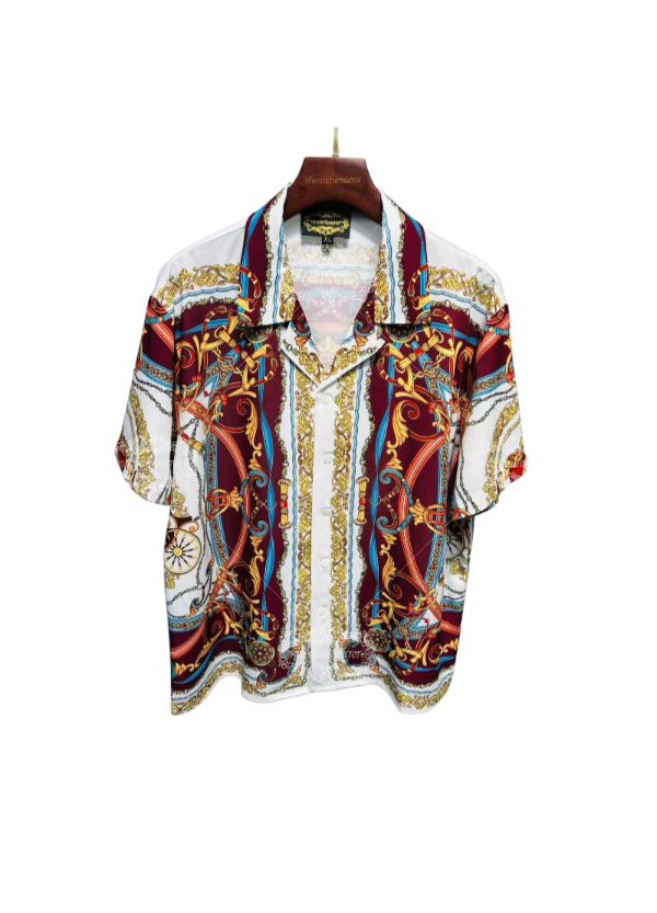 เสื้อเชิ้ตแขนสั้นพิมพ์ลายผ้าพันคอ Regal Carriage | Silky Heritage หรูหรา