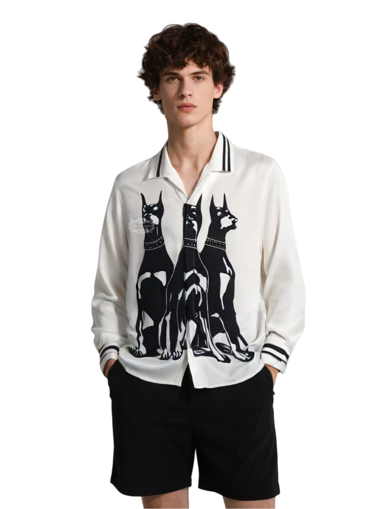 Premium Resort-Fit Doberman Print | กางเกงขายาวผู้ชาย Silky Blend