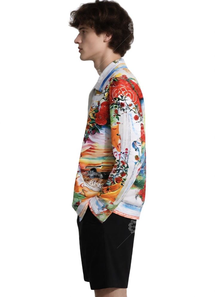 เสื้อยืดตราสัญลักษณ์ Luxe Crest สีขาวสีเขียวธรรมชาติ | เดอะ แกลเลอรี ลักซ์