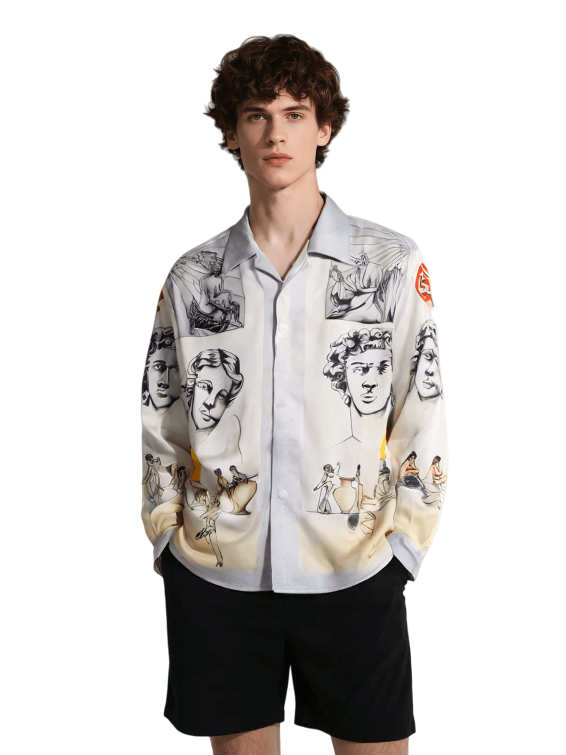 เสื้อเชิ้ตพิมพ์ลาย Medusa Baroque หรูหรา | ดาร์กลักซ์แบบสั้น