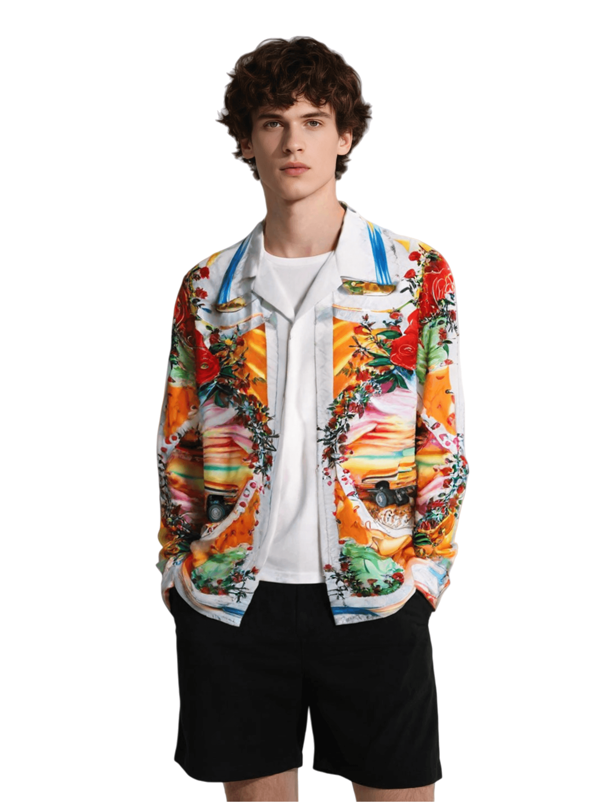 เสื้อยืดตราสัญลักษณ์ Luxe Crest สีขาวสีเขียวธรรมชาติ | เดอะ แกลเลอรี ลักซ์